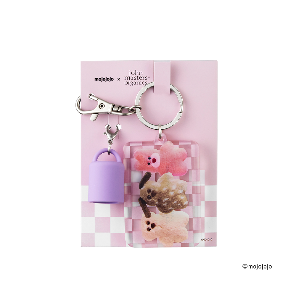 【WEB限定】mojojojo×john masters organics リップカームキーホルダー＋チャームポーチセット（PINK）